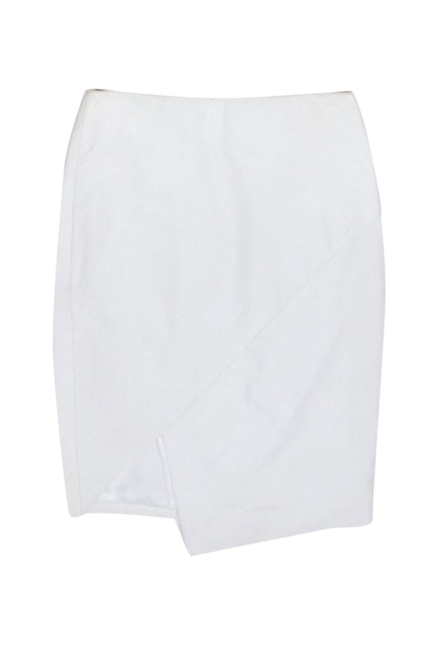 Current Boutique-Michelle Mason - White Lambskin Asymmetircal Skirt Sz 4