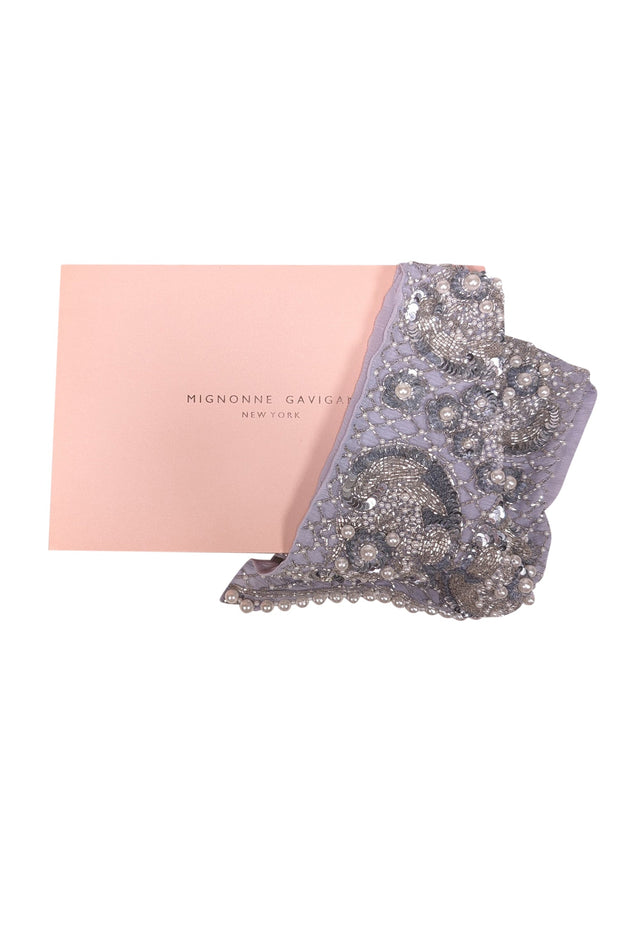 Current Boutique-Mignonne Gavigan - Pastel Blue Hand Beaded Silk Scarf