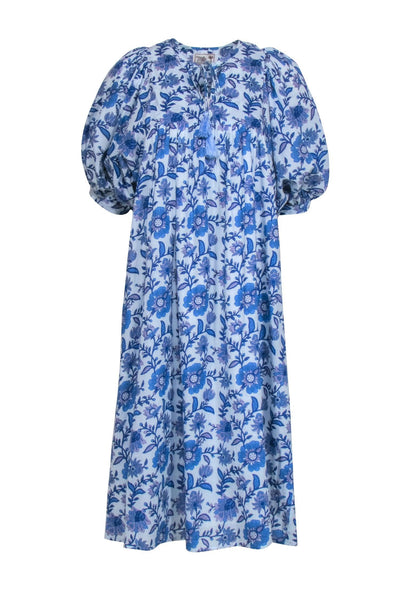 Current Boutique-Mille - Blue & White Puff Sleeve Shift Dress Sz XS