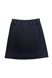 Current Boutique-Milly - Black Cotton Blend Button Detail Skirt Sz 2