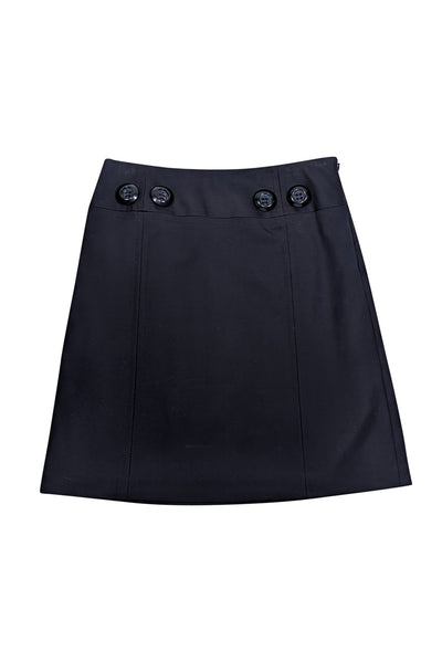 Current Boutique-Milly - Black Cotton Blend Button Detail Skirt Sz 2