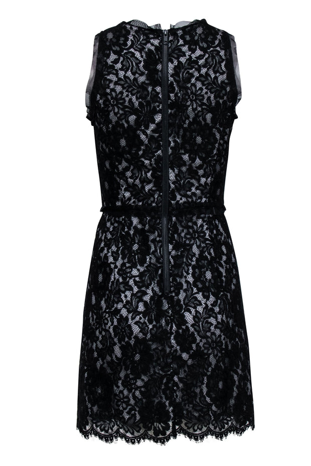 Current Boutique-Milly - Black & Grey Sleeveless Lace Shift Dress Sz S