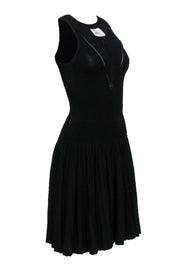 Current Boutique-Milly - Black Knit Pleated Drop Waist Dress Sz S