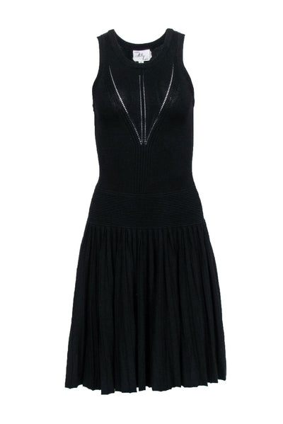 Current Boutique-Milly - Black Knit Pleated Drop Waist Dress Sz S