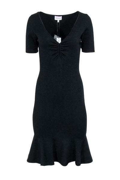 Current Boutique-Milly - Black Knit Short Sleeve Dress Sz L