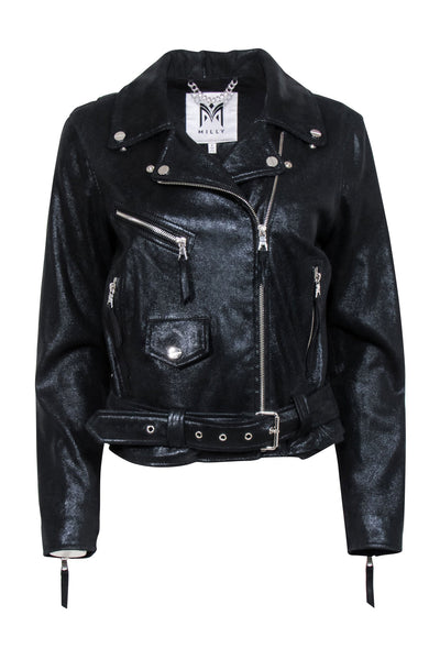 Current Boutique-Milly - Black Metallic Moto Jacket Sz 6