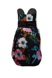 Current Boutique-Milly - Black & Multi Color Floral Strapless Dress Sz 4