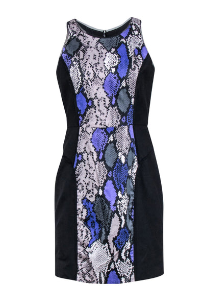 Current Boutique-Milly - Black, Purple, & Grey Snake Skin Print Sleeveless Sheath Dress Sz 6