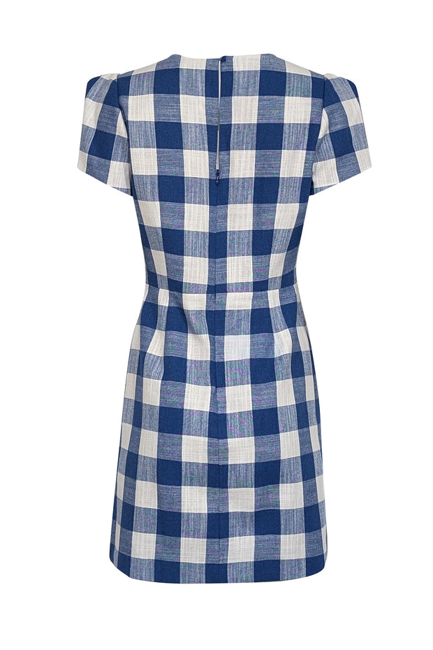 Current Boutique-Milly - Blue & White Checkered V-Neckline Dress Sz 6