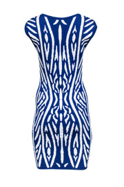 Current Boutique-Milly - Blue & White Print Knit Jacquard Dress Sz M