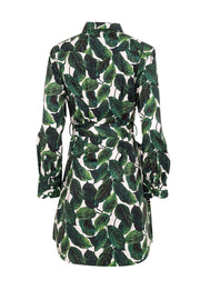 Current Boutique-Milly - Green & White Leaf Print Cotton Shirtdress Sz 12