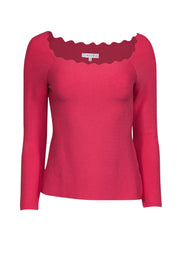 Current Boutique-Milly - Hot Pink Scalloped Square Neck Top Sz M