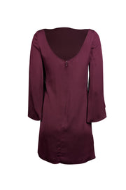 Current Boutique-Milly - Maroon Silk Tulip Sleeve Mini Dress Sz 4