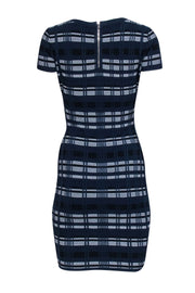 Current Boutique-Milly - Navy & White Textured Plaid Knit Bodycon Dress Sz S