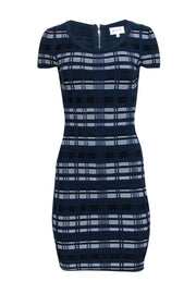 Current Boutique-Milly - Navy & White Textured Plaid Knit Bodycon Dress Sz S