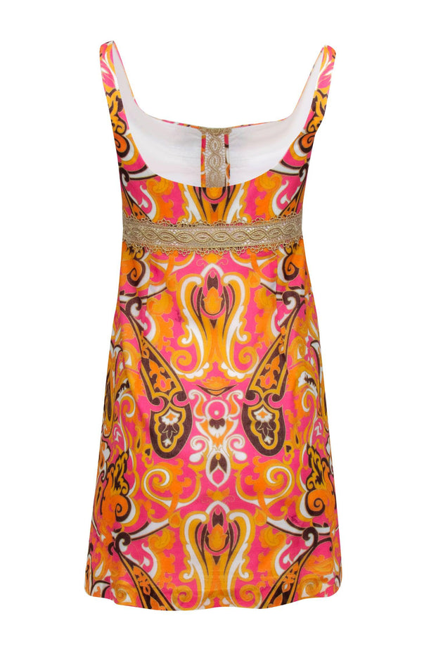 Current Boutique-Milly - Orange, Pink,Yellow, & Gold Paisley Print Dress Sz 4