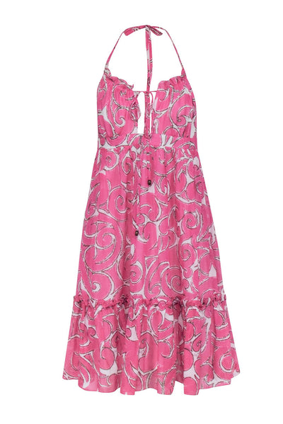 Current Boutique-Milly - Pink & Cream Print Halter Dress Sz 8