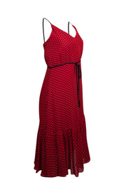 Current Boutique-Milly - Red & Black Polka Dot Silk Sleeveless Dress Sz 6