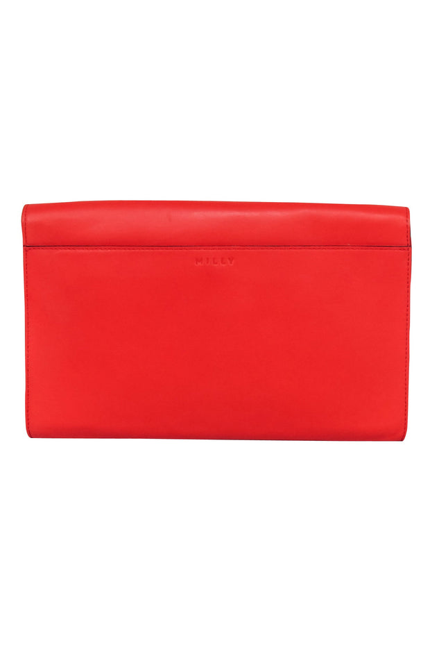 Current Boutique-Milly - Red Leather Clutch on Strap w/ Gold Grommets