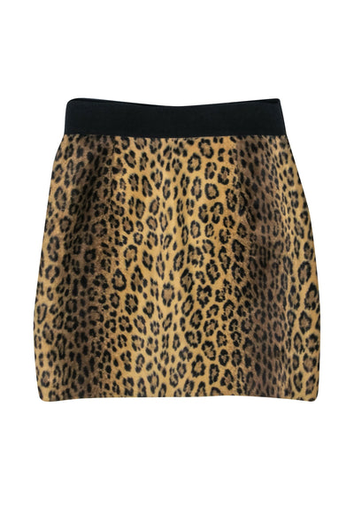 Current Boutique-Milly - Tan & Black Leopard Print Fuzzy Skirt Sz 0