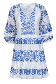 Current Boutique-Milly - White & Blue Printed Dress Sz 4