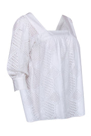 Current Boutique-Milly - White Eyelet Cotton Blouse Sz 4