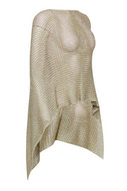 Current Boutique-Minnie Roe - Gold Metallic Crochet Sweater Knit Poncho One Size