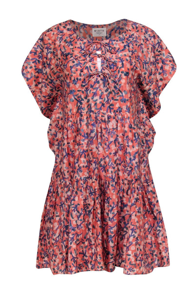 Current Boutique-Mirth - Salmon w/ Blue Coral Print Sonoma Short Dress Sz M
