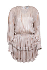 Current Boutique-Misa Los Angeles - Blush Pink Metallic Striped Mini Dress Sz S