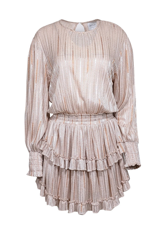 Current Boutique-Misa Los Angeles - Blush Pink Metallic Striped Mini Dress Sz S