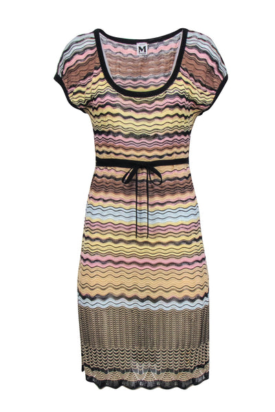 Current Boutique-Missoni - Beige, Brown, & Black Wavy Chevron Knit Dress Sz 8