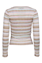 Current Boutique-Missoni - Beige, Mint, Gold, & Pink Stripe Knit Cardigan Sz 2