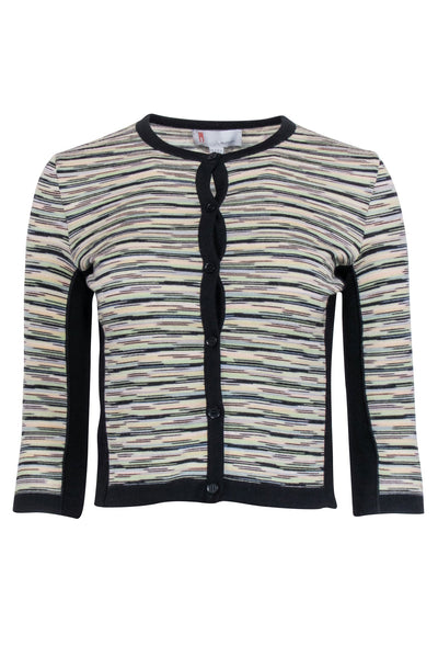 Current Boutique-Missoni - Black w/ Green & Yellow Stripe Print Wool Blend Cardigan Sz 4