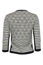 Current Boutique-Missoni - Black w/ Green & Yellow Stripe Print Wool Blend Cardigan Sz 8