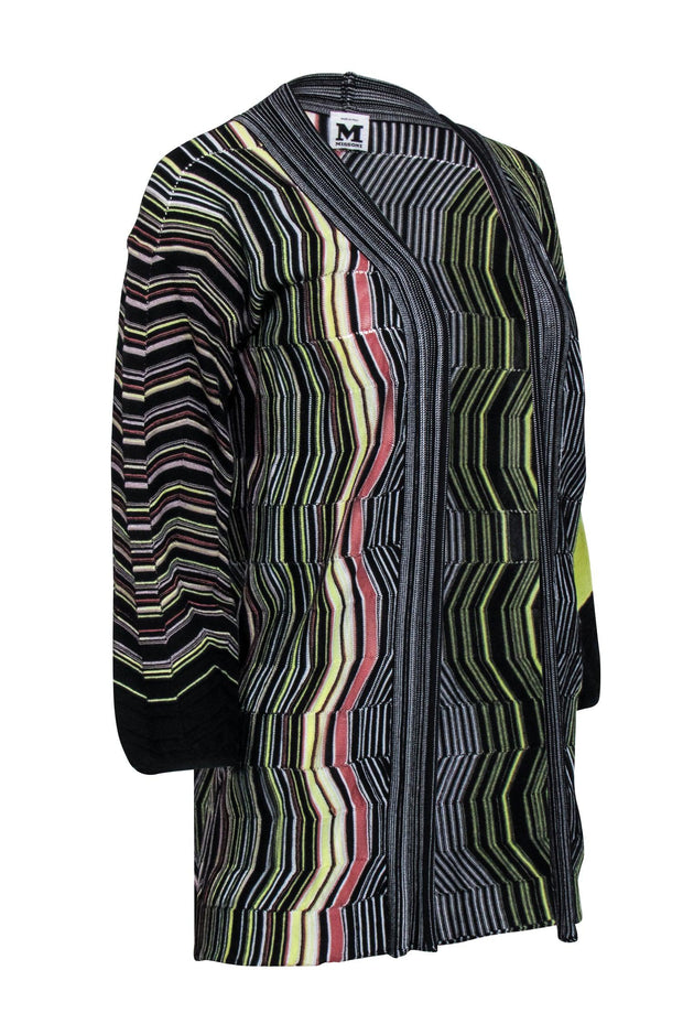 Current Boutique-Missoni - Black w/ Multicolor Stripe Open Front Cardigan Sz 2