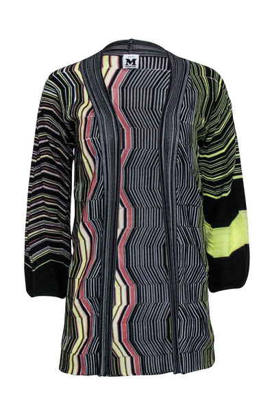 Current Boutique-Missoni - Black w/ Multicolor Stripe Open Front Cardigan Sz 2