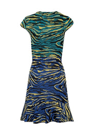 Current Boutique-Missoni - Blue, Green, Yellow, & Black Animal Print Fit & Flare Dress Sz 4