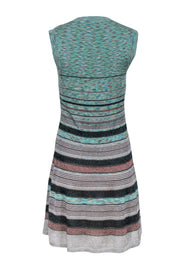 Current Boutique-Missoni - Green & Brown Metallic Striped Ribbed Knit Sleeveless Dress Sz 8
