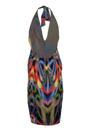 Current Boutique-Missoni - Green, Red, Black, Yellow & Blue Halter Silk Mini Dress Sz M