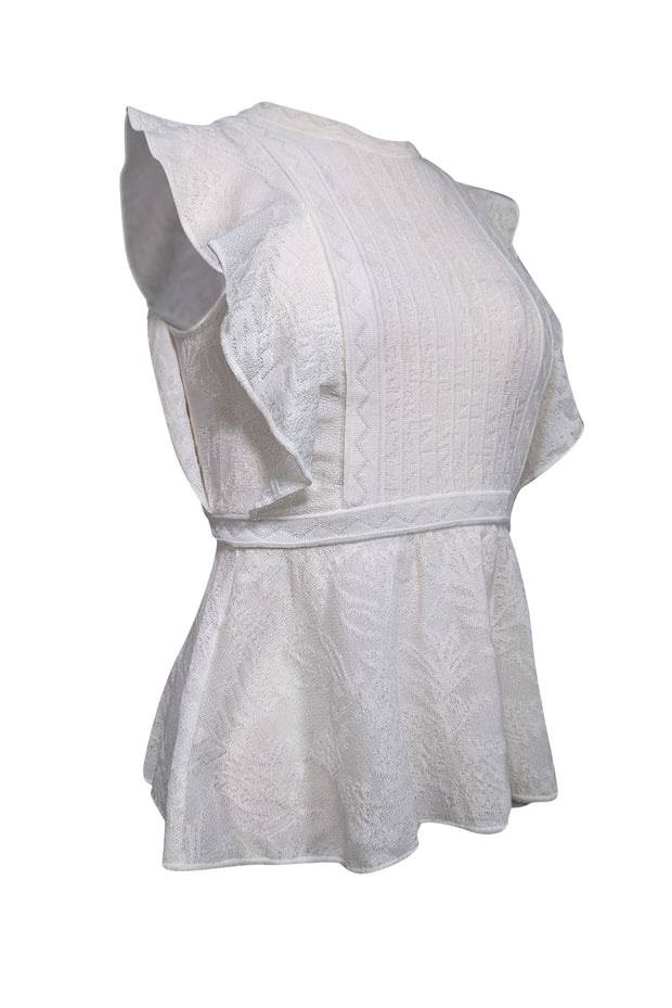 Current Boutique-Missoni - Ivory Lace Sleeveless Peplum Top Sz 4