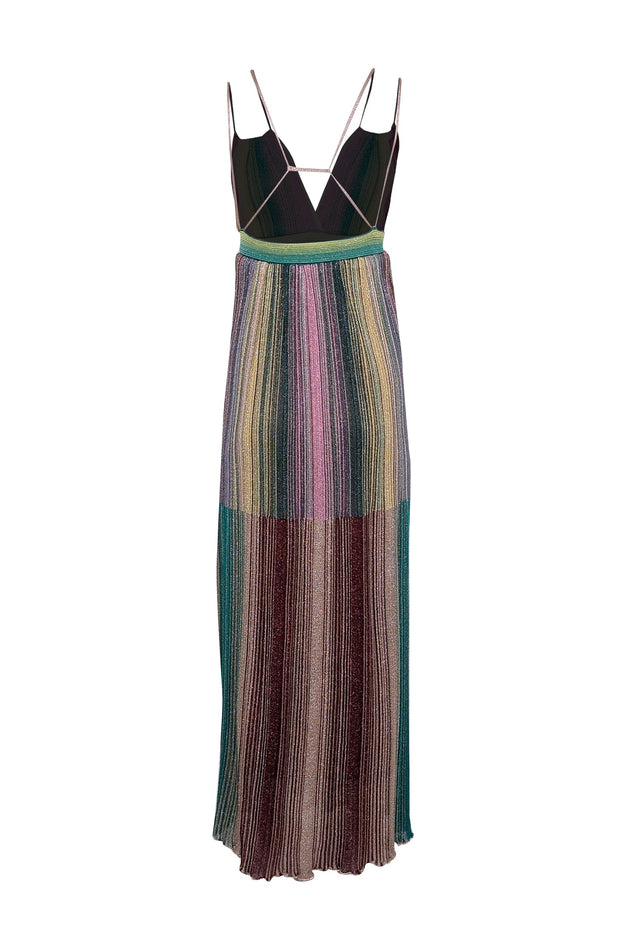 Current Boutique-Missoni - Metallic Green, Purple, & Multi Color Ribbed Knit Dress Sz 2