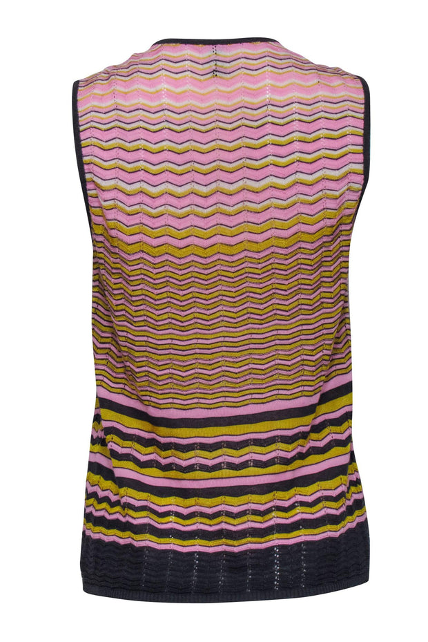 Current Boutique-Missoni - Pink & Multi Color Chevron Knit Sleeveless Tank Sz 6