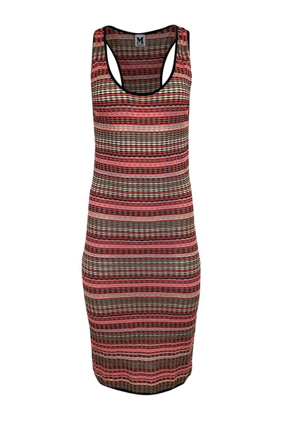 Current Boutique-Missoni - Red, Black, & Brown Striped Knit Dress Sz 8