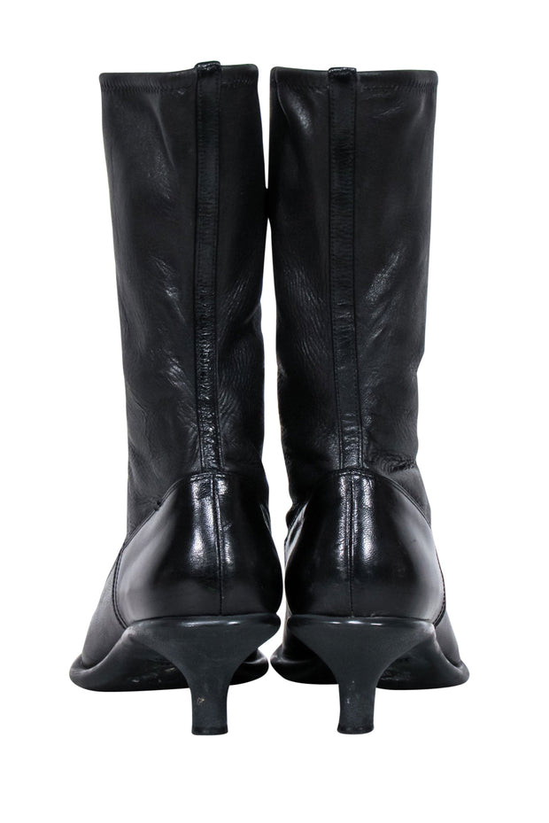 Current Boutique-Miu Miu - Black Leather Pointed-Toe Boots Sz 9