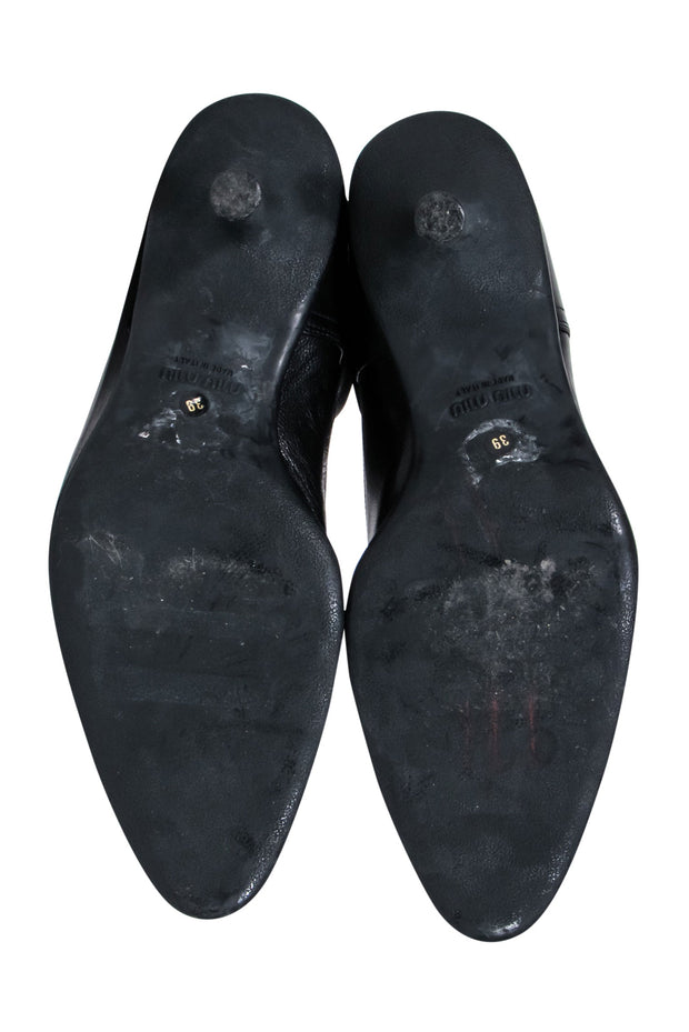 Current Boutique-Miu Miu - Black Leather Pointed-Toe Boots Sz 9