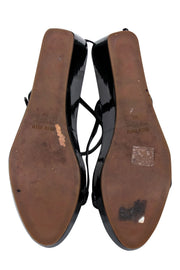 Current Boutique-Miu Miu - Black Patent Leather Platform Wedge Sandals Sz 9.5
