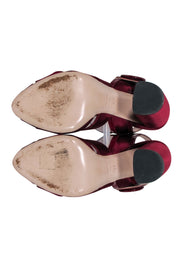 Current Boutique-Miu Miu - Maroon Satin Chunky Sandal Heels Sz 7.5