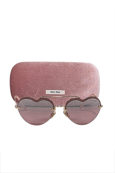 Current Boutique-Miu Miu - Pink Reflective Frameless Heart Shape Sunglasses