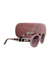 Current Boutique-Miu Miu - Pink & Tortoise Round Sunglasses