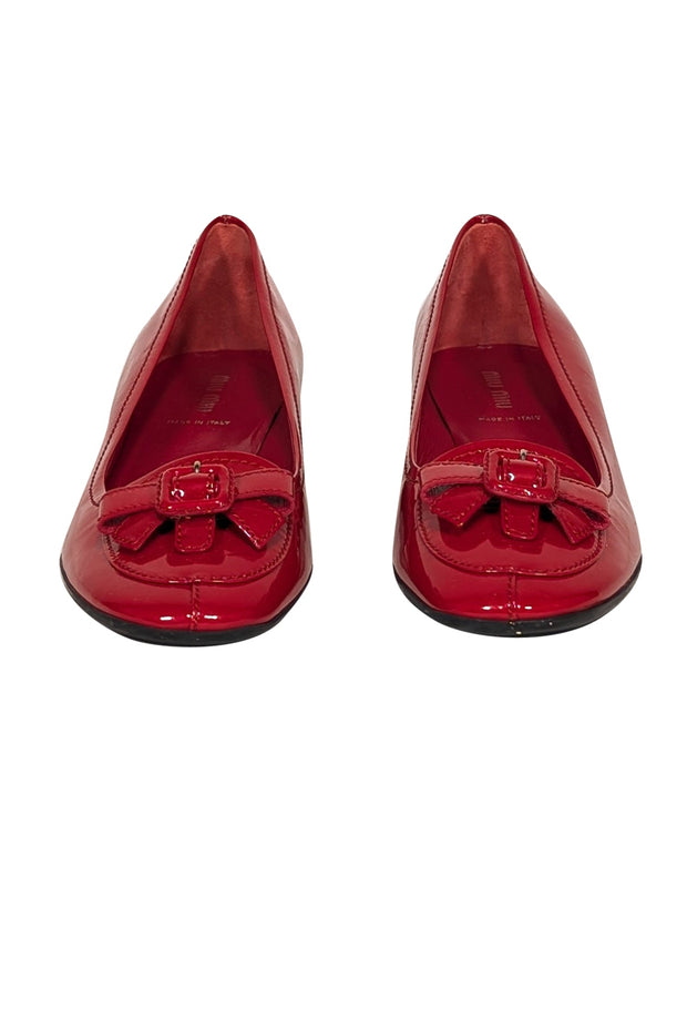 Current Boutique-Miu Miu - Red Patent Leather Loafers Sz 8